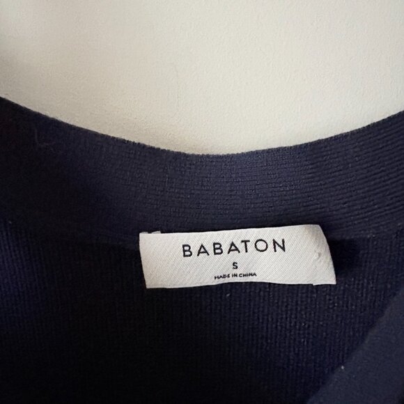 Aritzia Babaton Chase Knit Midi Dress Dark Navy Blue Size Small - Picture 8 of 10